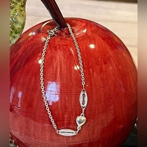 Vintage Sterling Silver Heart Anklet - Delicate Filigree Link Anklet